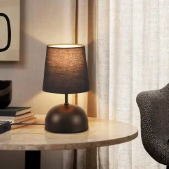 NETTLIFE Lampe de chevet avec câble lampe de table en tissu noir lit de chambre moderne avec câble, sans ampoule