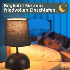 NETTLIFE Lampe de chevet avec câble lampe de table en tissu noir lit de chambre moderne avec câble, sans ampoule