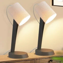 NETTLIFE Lampe de chevet, lampe de table de salon avec câble - lot de 2 petites lampes de table E14 modernes