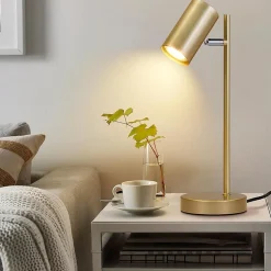 NETTLIFE lampe de chevet lampe de table de salon or pivotante 350 GU10 or en métal bureau