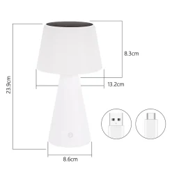 Nettlife lampe de table à batterie solaire sans fil, lampe de table led 3600 mha, rechargeable, tactile, dimmable, lampe blanche
