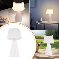 Nettlife lampe de table à batterie solaire sans fil, lampe de table led 3600 mha, rechargeable, tactile, dimmable, lampe blanche