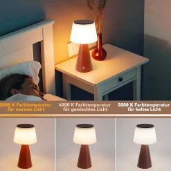 Nettlife lampe de table à batterie solaire lampe de chevet led sans fil 3600mha rechargeable tactile dimmable lampe rouge