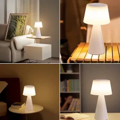 Nettlife lampe de table à piles, lampe de chevet led - 3600mha sans fil, lampe tactile à intensité variable avec batterie blanche
