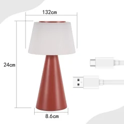 Nettlife lampe de table à piles, lampe de chevet led - 3600mha sans fil, lampe tactile à intensité variable avec batterie
