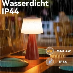 Nettlife lampe de table à piles, lampe de chevet led - 3600mha sans fil, lampe tactile à intensité variable avec batterie