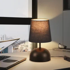 NETTLIFE Lampe de table de chevet lot de 2 avec câble noire petite tissu design moderne