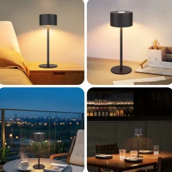 Nettlife lampe de table led sans fil : lampe de table tactile à intensité variable avec 3 températures de couleur