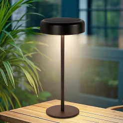 Nettlife lampe de table led solaire sans fil rechargeable tactile à intensité variable noire 3 600 mha avec batterie usb