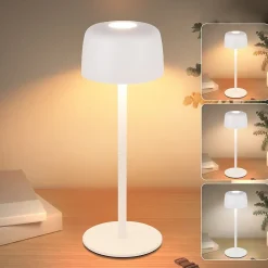 Nettlife lampe de table led sans fil, lampe de chevet à réglage continu avec batterie
