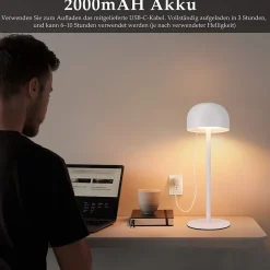 Nettlife lampe de table led sans fil : lampe de table tactile à intensité variable avec 3 températures de couleur usb