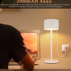 Nettlife lampe de table led sans fil, lot de 2 : lampe de table tactile à intensité variable avec 3 températures de couleur, usb
