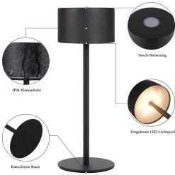 Nettlife lampe de table led sans fil, lot de 2 : lampe de table tactile à intensité variable avec 3 températures de couleur