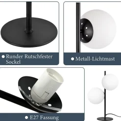 NETTLIFE Lampe de Table Lampe de Chevet Noire Salon E27 Design Moderne Verre Industriel Vintage Métal 2 Ampoules
