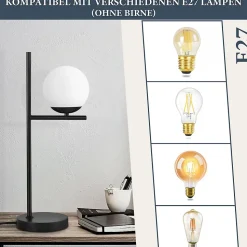 NETTLIFE lampe de Table salon lampe de chevet E27 noir moderne verre Design Vintage rétro industriel lampe de Table avec 1.5M