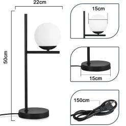 NETTLIFE lampe de Table salon lampe de chevet E27 noir moderne verre Design Vintage rétro industriel lampe de Table avec 1.5M