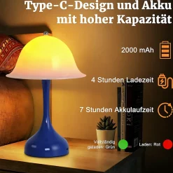 Nettlife Lampe de Table Sans Fil LED - Lampe Chevet Tactile Dimmable, 3 Températures, Rechargeable USB, Design Moderne