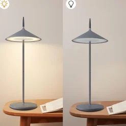 Nettlife lampe de table sans fil lampe de chevet batterie lot de 2 lampes de table led 1800mha rechargeable dimmable gris ip44