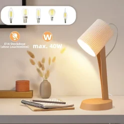 NETTLIFE Lampe de table salon lampe de chevet avec câble 37,4 cm lot de 2 petites lampes E14 lampes de table marron moderne