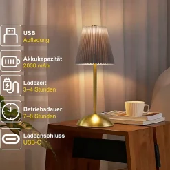 Nettlife Lampe de Table Sans Fil Lot de 2 - Lampe Chevet LED Tactile Dimmable, USB Rechargeable, Abat-jour Tissu, Design Moderne