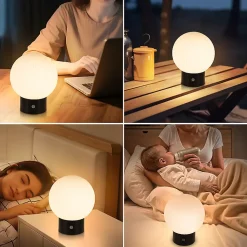 NETTLIFE Lampe de table sans fil rechargeable Lampe LED tactile USB, dimmable, IP44