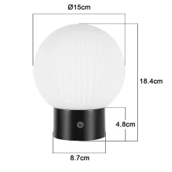 NETTLIFE Lampe de table sans fil rechargeable Lampe LED tactile USB, dimmable, IP44
