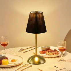 Nettlife Lampe de Table Sans Fil Lot de 2 - Lampe Chevet LED Tactile Dimmable, USB Rechargeable, Abat-jour Tissu, Design Moderne