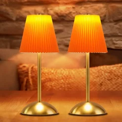 Nettlife Lampe de Table Sans Fil Lot de 2 - Lampe Chevet Tactile Dimmable, 3 Couleurs, Abat-jour Tissu, Rechargeable USB, Chambre