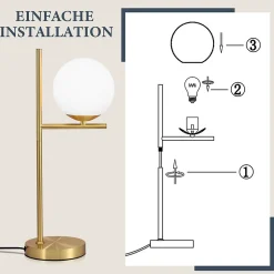 NETTLIFE lampe de table salon moderne de chevet - en verre blanc douille E27 industrielle avec interrupteur pour chambre bureau