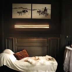 NETTLIFE Lampe murale LED en bois 16W, lampe de couloir 100cm, blanc chaud