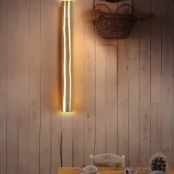 NETTLIFE Lampe murale LED en bois 16W, lampe de couloir 100cm, blanc chaud