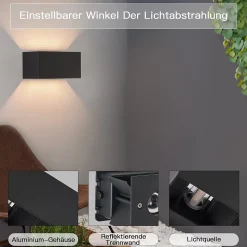 NETTLIFE Lampe Murale LED Noire IP65, Lumière Blanche Chaude Réglable G9, Applique Intérieure Extérieur pour Salon