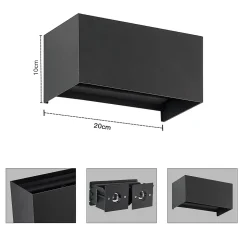 NETTLIFE Lampe Murale LED Noire IP65, Lumière Blanche Chaude Réglable G9, Applique Intérieure Extérieur pour Salon