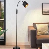 NETTLIFE Lampe sur pied salon vintage noire, lampadaire moderne en tissu , interrupteur basculant E14, sans ampoule.