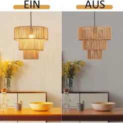 NETTLIFE Lampe suspendue table à manger suspension salon suspension bohème en rotin 35cm suspendue 1 ampoule