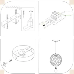 NETTLIFE Lampe suspendue noire ronde - Lampe suspendue vintage E27 Lampe suspendue rétro industrielle lampe de table