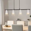 NETTLIFE Lampe suspendue table à manger lampe de table à manger 4 ampoules en métal blanc GU10 noir industriel sans ampoule