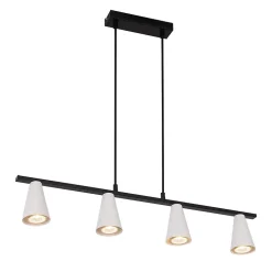 NETTLIFE Lampe suspendue table à manger lampe de table à manger 4 ampoules en métal blanc GU10 noir industriel sans ampoule