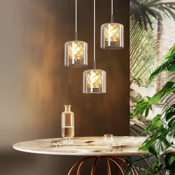 NETTLIFE Lampe Suspendue Pour Salle à Manger En Verre G9 Cristal Moderne à Hauteur Réglable