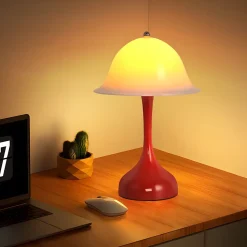 Nettlife Lampe Table Sans Fil LED - Lampe Chevet Tactile, Rouge Forme Chapeau, USB Rechargeable, Veilleuse Salon Chambre