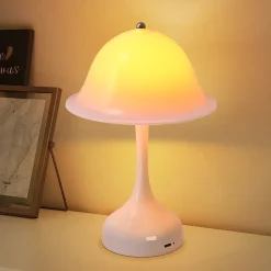 Nettlife Lampe Table Sans Fil LED Blanche - Chevet Tactile Dimmable 3 Couleurs, USB Rechargeable, Moderne Salon Chambre