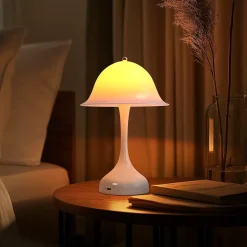 Nettlife Lampe Table Sans Fil LED Blanche - Chevet Tactile Dimmable 3 Couleurs, USB Rechargeable, Moderne Salon Chambre