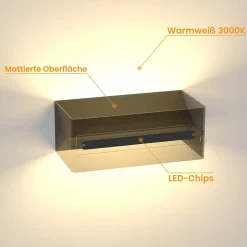 NETTLIFE LED Applique murale intérieure - Eclairage mural noir 5W 3000K