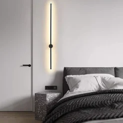 NETTLIFE LED Applique murale intérieure - 100CM noir 8W lampe de salon pivotante minimaliste lampe de nuit blanc chaud 3000K