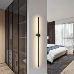 NETTLIFE LED Applique murale intérieure - 100CM noir 8W lampe de salon pivotante minimaliste lampe de nuit blanc chaud 3000K