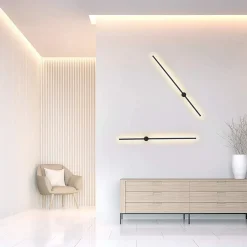 NETTLIFE LED Applique murale intérieure - 100CM noir 8W lampe de salon pivotante minimaliste lampe de nuit blanc chaud 3000K