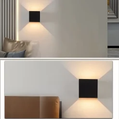 NETTLIFE LED Applique Noire, 2 pièces - Extérieur Intérieure Lampe Murale 5W , double faisceau réglable étanche IP65 230V 3000K