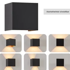 NETTLIFE LED Applique Noire, 2 pièces - Extérieur Intérieure Lampe Murale 5W , double faisceau réglable étanche IP65 230V 3000K