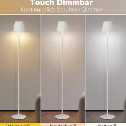 NETTLIFE LED Lampadaire Noir Moderne Dimmable 125cm 3 températures de couleur USB Salon