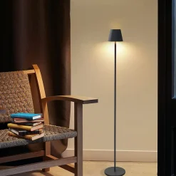 NETTLIFE LED Lampadaire Noir Moderne Dimmable 125cm 3 températures de couleur USB Salon